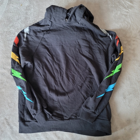 Lauren Moshi Theodora Raglan Boyfriend Hoodie Lightning Zebra in Onyx - Picture 2 of 4